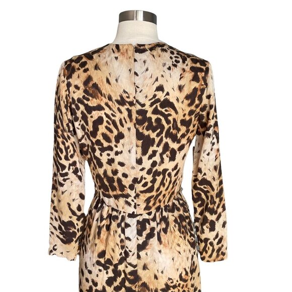 Bill Blass Vintage Silk Leopard Animal Print Dress Cocktail - Picture 5 of 12